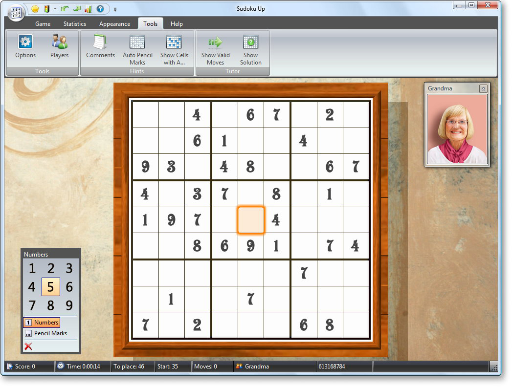 Sudoku 2009 - Layout Screenshot with Victorian Numbers